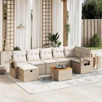 8-delige Loungeset met kussens poly rattan beige - thumbnail