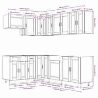 11-delige Keukenkastenset Porto bewerkt hout glanzend wit - thumbnail