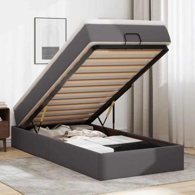 Ottoman bed met matras 90x190cm kunstleer grijs