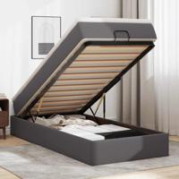 Ottoman bed met matras 90x190cm kunstleer grijs - thumbnail