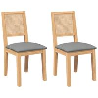 Eetkamerstoelen met kussens 2 st massief hout rubber - thumbnail