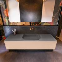 Badkamermeubelset Mondiaz Erin 150 cm met 1 Lade met RIDGE Wastafel Midden Dark grey Zonder Kraangaten Greeploos Mat Rosee - thumbnail