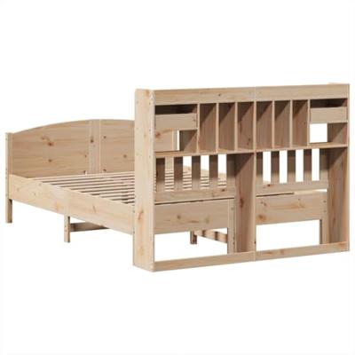 Bed met boekenkast zonder matras massief grenenhout 140x190 cm