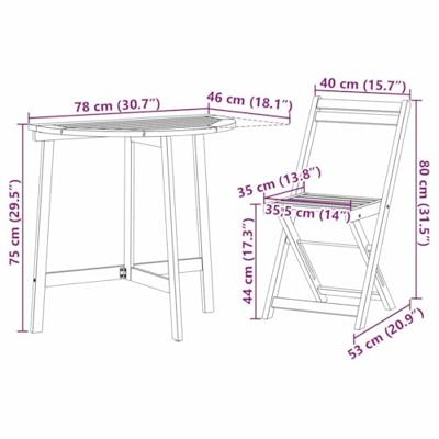 Bistroset 3 pcs Olie naturel Massief Acaciahout