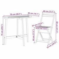 Bistroset 3 pcs Bruin Massief acaciahout - thumbnail