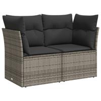 7-delige Loungeset met kussens poly rattan grijs - thumbnail