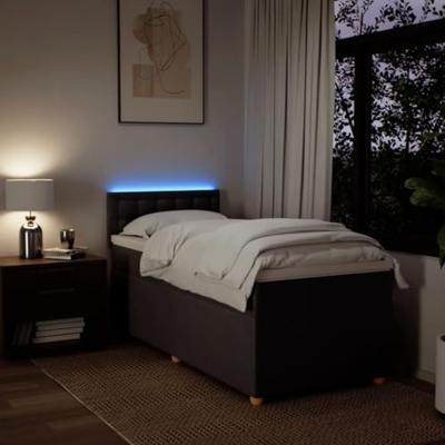 Boxspring met matras stof donkerbruin 80x200 cm