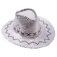 Hoed Cowboy Sequin Zilver - thumbnail