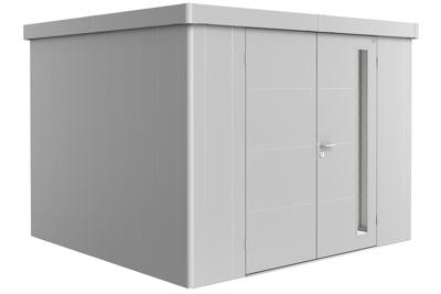 Biohort Neo 3C metalen tuinhuis zilver 292x292 cm met dubbele deur- Plat dak- Metaal- Biohort Biohort Neo 3C metalen tuinhuis zilver 292x292 cm met dubbele deur- Plat dak- Metaal- Biohort