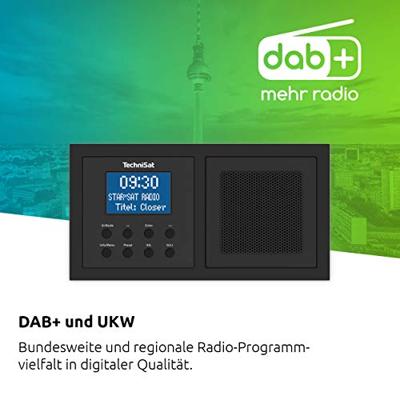 TechniSat DIGITRADIO UP 1 - DAB+ inbouwradio voor installatie in elke dubbele inbouwdoos, DAB, FM, dimbaar LCD-display, wekker, inslaapfunctie, 2 watt (RMS), kleur: zwart, 15,1 x 8 x 4,5 cm