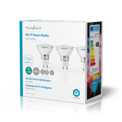 Nedis wifilw31crgu10 wi-fi smart led-lamp warm wit gu10 3-pack