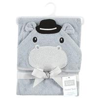 Hudson Baby Unisex Baby Cotton Animal Face Hooded Towel, Hippo, One Size - thumbnail