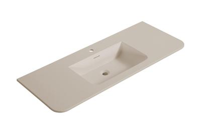 Wastafel Wiesbaden Laro 120x48x1,5 cm Met 1 Kraangat Ronde Hoeken Solid Surface Beige