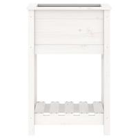 Plantenbak met schap 54x34,5x81 cm massief grenenhout wit - thumbnail