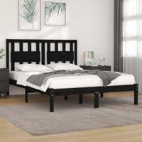 Bedframe massief grenenhout zwart 200x200 cm - thumbnail
