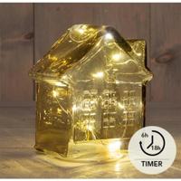 LED Huisje glas amber H14cm - thumbnail