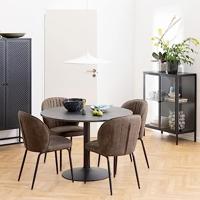 Bendt Ronde Eettafel 'Ivana' Marmerprint, Ø110cm, kleur Zwart - thumbnail