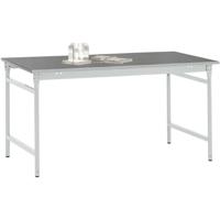 Manuflex BB3034.7035 Bijzettafel basis stationair met staalbeslag schijf in lichtgrijs RAL 7035, bxdxh: 1250 x 600 x 780 mm Grijs-wit (RAL 7035) - thumbnail
