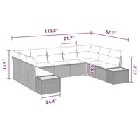 Tuinbankenset met kussen 9 pcs Zwart Poly riet - thumbnail