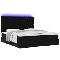 Ottoman bed met matrassen en LED's 200x200cm fluweel zwart - thumbnail