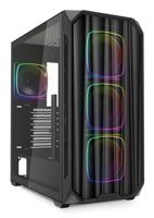 Sharkoon ak5m rgb midi tower behuizing (zwart | 2x usb-a | 1x usb-c | rgb | tempered glass) - thumbnail