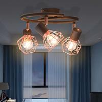 VidaXL Plafondlamp met 3 spotlights e14 zwart en koperkleurig - thumbnail