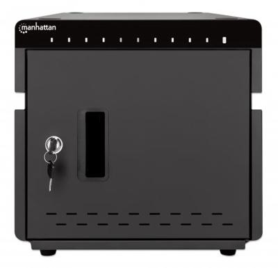 Manhattan USB-C laadkast voor 10 apparaten (iPad tot 11"), ook voor tablets en smartphones, vakken 264×22×235 mm, laadkabels niet inbegrepen (USB-C-kabel 354868 aanbevolen), afsluitbaar, alternatief voor laadtrolley, EU/UK-stroomkabels inbegrepen
