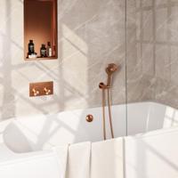 BRAUER Copper Edition thermostatische inbouw badkraan met drukknoppen SET 04 met badvulcombinatie en 3-standen handdouche en doucheslang en wandaansluitbocht koper geborsteld PVD - thumbnail