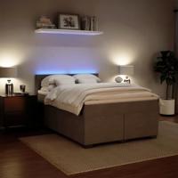 Boxspring met matras fluweel lichtgrijs 140x200 cm - thumbnail