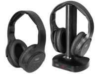 Trevi FRS 1580 TW Set met 2 hoofdtelefoons voor tv, draadloos, oplaadbaar, draadloos, 30 meter, reikwijdte, sokkel voor het opladen, zwart - thumbnail
