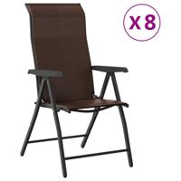 Tuinstoelen 8 st inklapbaar poly rattan bruin - thumbnail