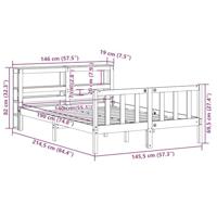 Bedframe zonder matras massief grenenhout wit 140x190 cm - thumbnail