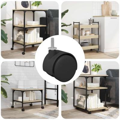 VidaXL Caster 12 pcs zwart en zilver 40,1 x 40,1 x 37,8 mm ijzer en pp