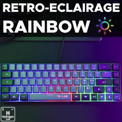 Gamingtoetsenbord - THE G-LAB - KEYZ-HYDRO-GRB/FR - 60% membraan 2 kleuren grijs + zwarte toetsen