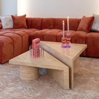 Richmond Salontafel 'Fictus' Set van 2 stuks, Travertin look - thumbnail