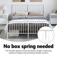 Bedframe met hoofd- en voeteneinde metaal wit 135x190 cm - thumbnail