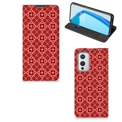 OnePlus 9 | Hoesje met Magneet | Batik Rood OnePlus 9 | Hoesje met Magneet | Batik Rood
