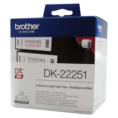 Brother DK-22251 Zwart en rood op wit DK labelprinter-tape - [PABU001]