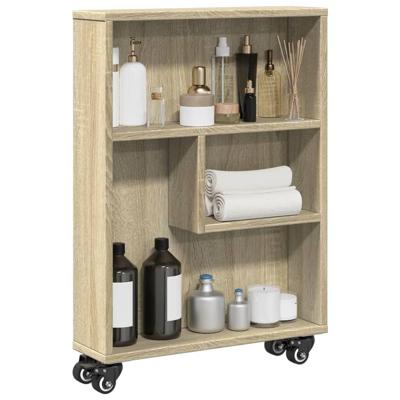 Opbergtrolley smal 48x13x68 cm bewerkt hout sonoma eikenkleurig Opbergtrolley smal 48x13x68 cm bewerkt hout sonoma eikenkleurig