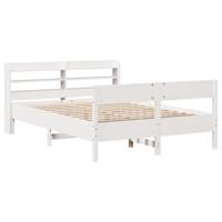 Bedframe zonder matras massief grenenhout wit 140x200 cm - thumbnail