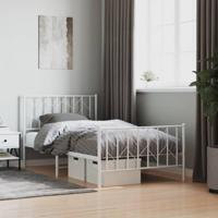 Bedframe met hoofd- en voeteneinde metaal wit 100x190 cm - thumbnail