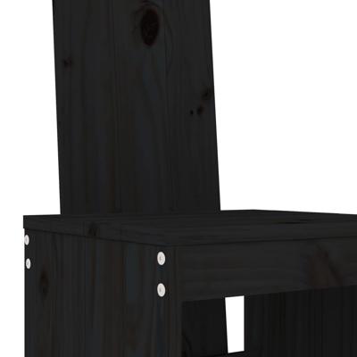 3-delige Tuinbarset massief grenenhout zwart - thumbnail