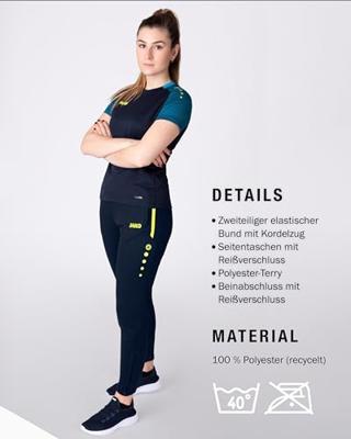 JAKO 8489D Trainingsbroek Allround Dames - Marine/Fluogeel - 36