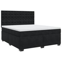 Boxspring met matras fluweel zwart 180x200 cm - thumbnail