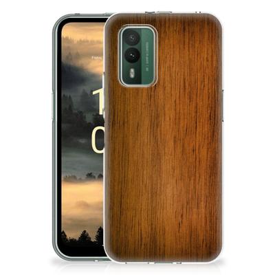 Nokia XR21 | Bumper Hoesje | Donker Hout