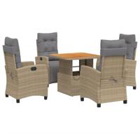 5-delige Tuinset met kussens poly rattan beige - thumbnail