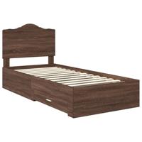 Bedframe met hoofdeinde Bruin Eiken 100 x 200 cm Bewerkt hout - thumbnail