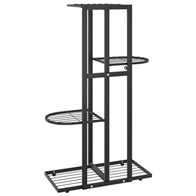 VidaXL Bloemenstandaard met 4 lagen 43x22x76 cm metaal zwart VidaXL Bloemenstandaard met 4 lagen 43x22x76 cm metaal zwart