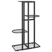 VidaXL Bloemenstandaard met 4 lagen 43x22x76 cm metaal zwart - thumbnail