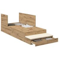 Opbergbedframe met lade Artisan Eiken 100 cm Bewerkt hout - thumbnail